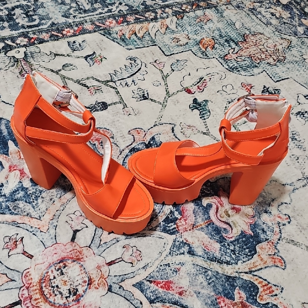 Vibrant Orange Platform Heels - image 4
